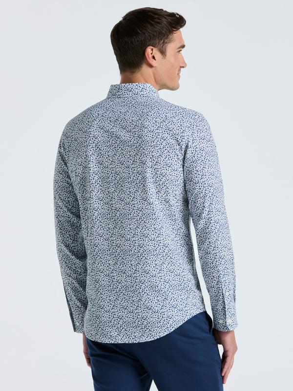 Perry Ellis Micro Floral Print Slim Fit Total Stretch Shirt Bright White