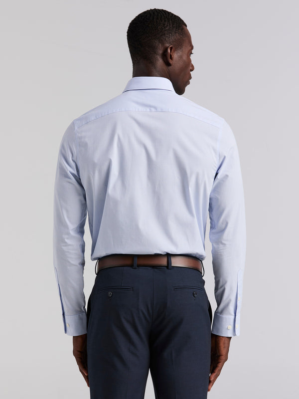 Perry Ellis Mini Check Slim Fit Cotton Shirt Forever Blue