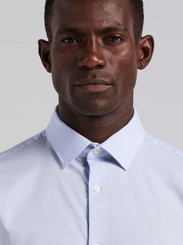 Perry Ellis Mini Check Slim Fit Cotton Shirt Forever Blue