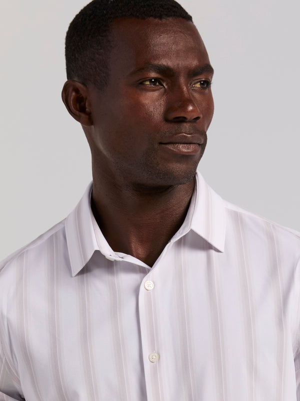 Perry Ellis Ombre Stripe Long Sleeve Slim Fit Shirt Bright White