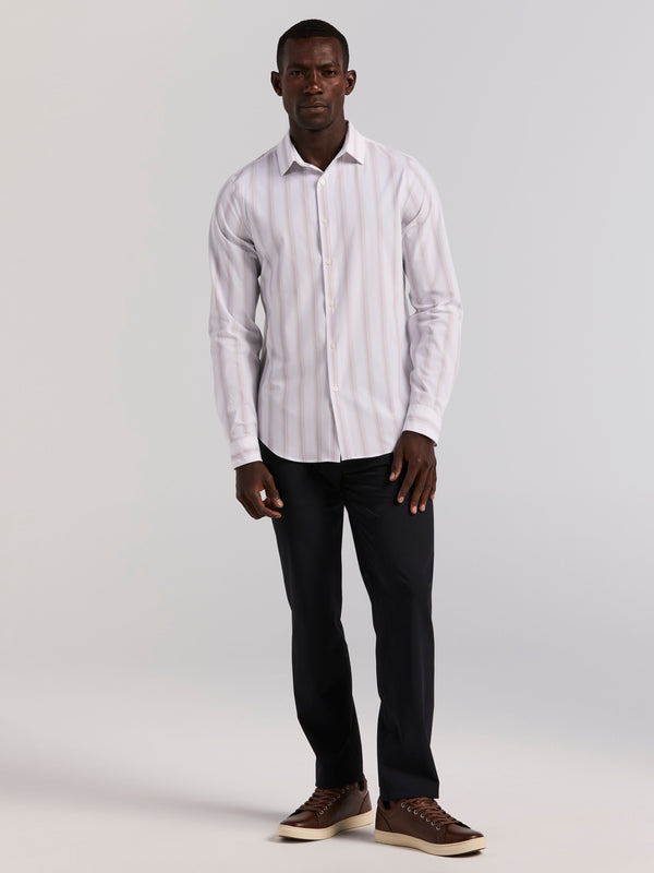 Perry Ellis Ombre Stripe Long Sleeve Slim Fit Shirt Bright White