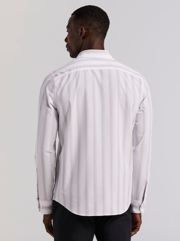 Perry Ellis Ombre Stripe Long Sleeve Slim Fit Shirt Bright White