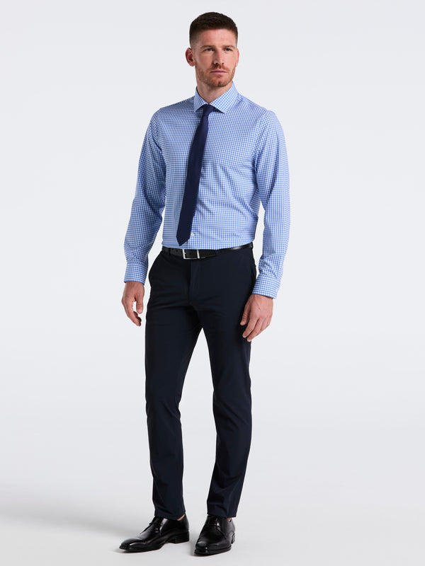 Perry Ellis Performance Tech Gingham Print Dress Shirt Blue