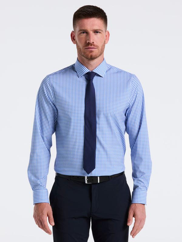 perry ellis Performance Tech Gingham Print Dress Shirt Blue