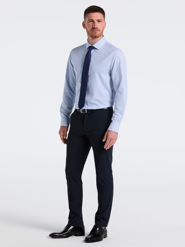 Perry Ellis Performance Tech Striped Print Dress Shirt Slate Blue