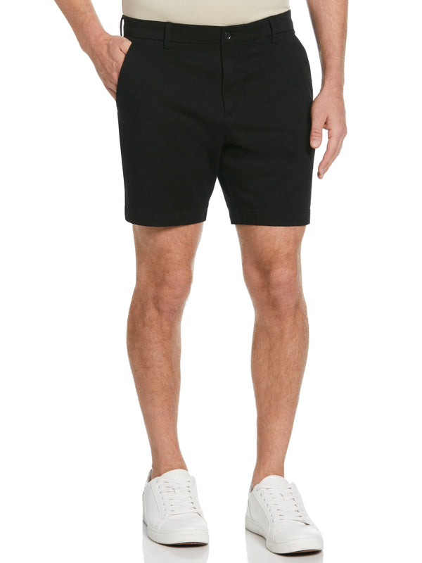 perry ellis 7" Stretch Dyed Solid Twill Short Black