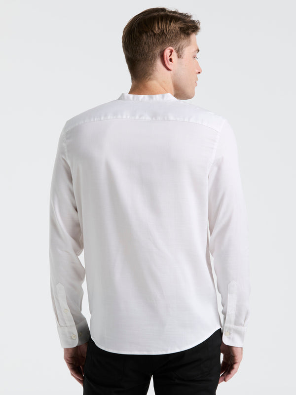 Perry Ellis Banded Collar Shirt Bright White