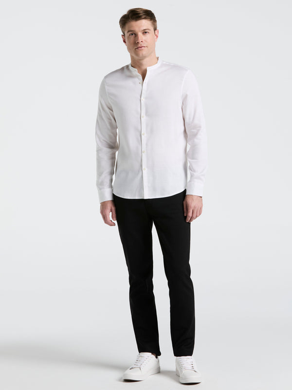 Perry Ellis Banded Collar Shirt Bright White