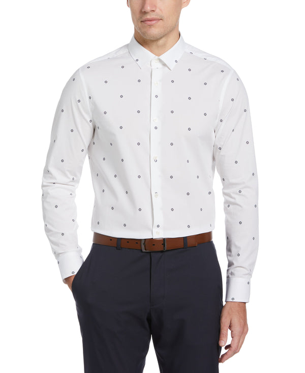 perry ellis Cotton Floral Print Shirt Bright White