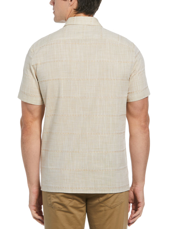 Perry Ellis Cotton Slub Plaid Shirt Gravel