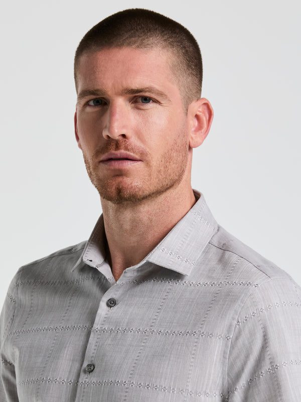 perry ellis Cotton Slub Plaid Shirt Gravel