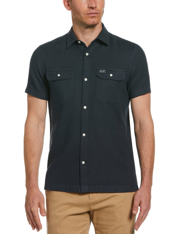 perry ellis Cotton Slub Twill Shirt Dark Sapphire
