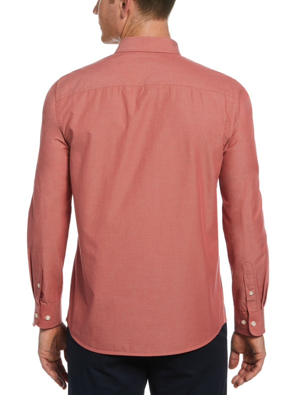 Perry Ellis Cotton Washed Oxford Shirt Garnet Rose