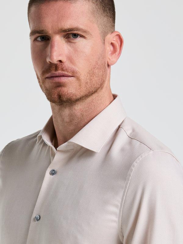 Perry Ellis Dobby Micro Print Dress Shirt Taupe