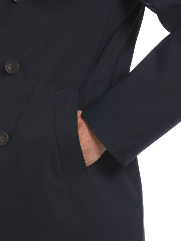 Perry Ellis Elias All Weather Nylon Pea Coat Navy