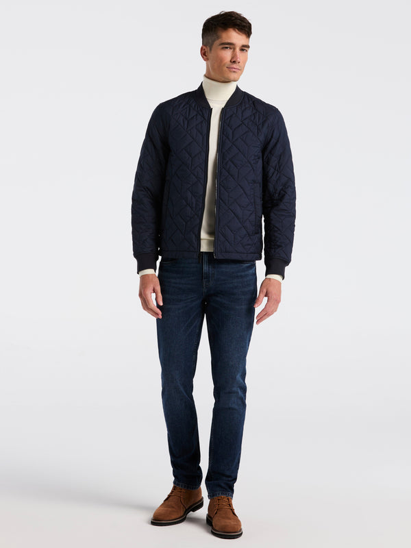 Perry Ellis Geo Quilted Jacket Dark Sapphire