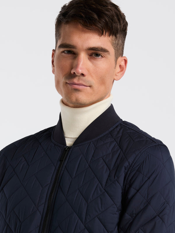 Perry Ellis Geo Quilted Jacket Dark Sapphire