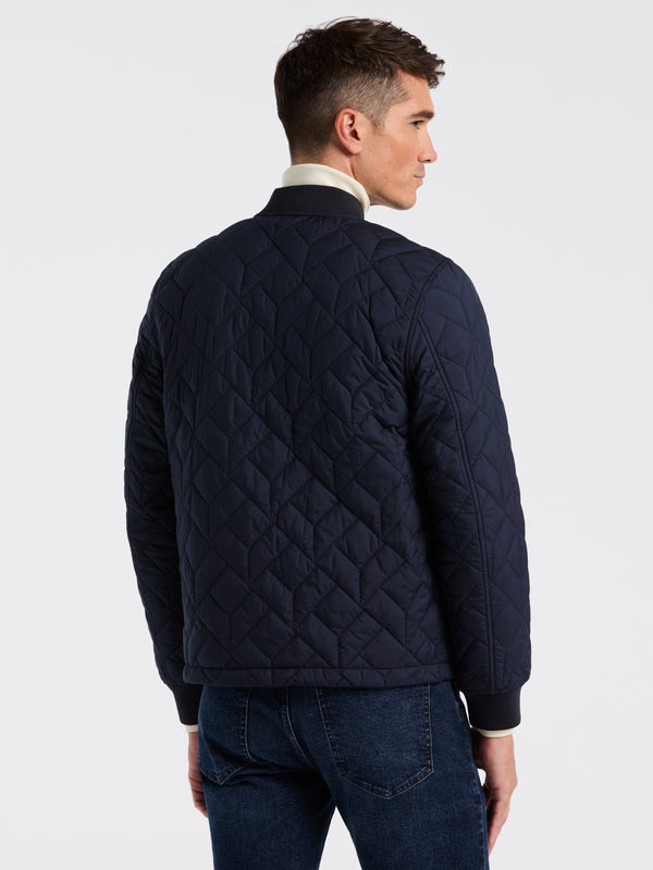 Perry Ellis Geo Quilted Jacket Dark Sapphire