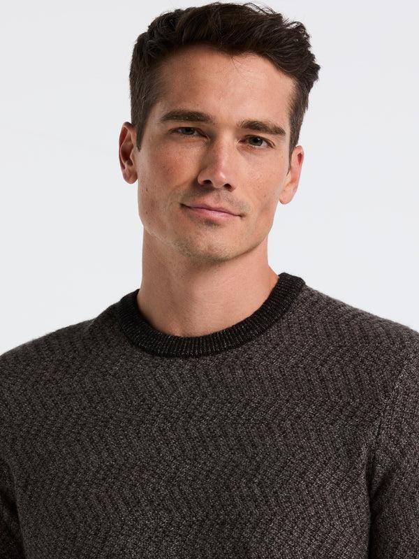 Perry Ellis Herringbone Crew Neck Sweater Black