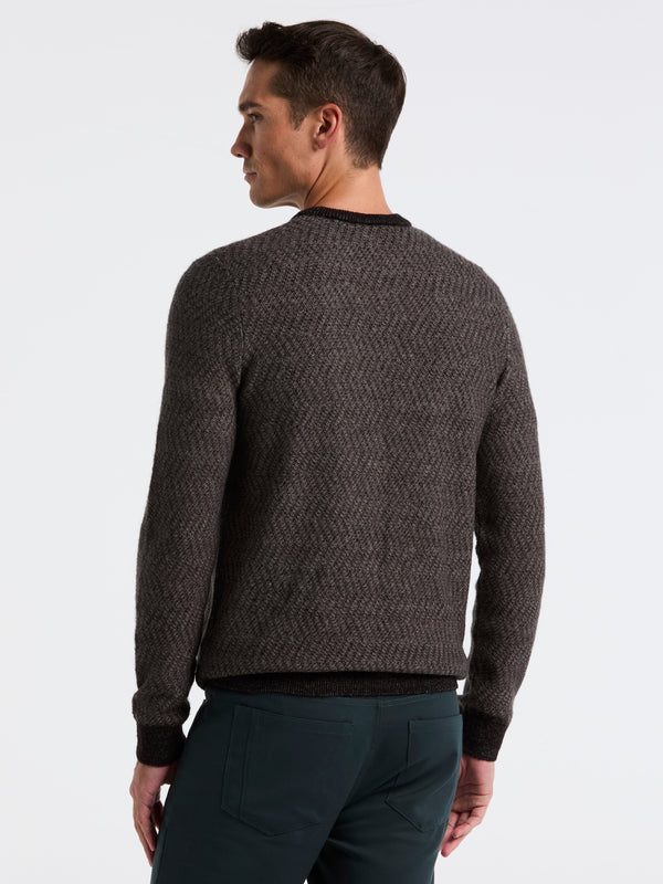 Perry Ellis Herringbone Crew Neck Sweater Black