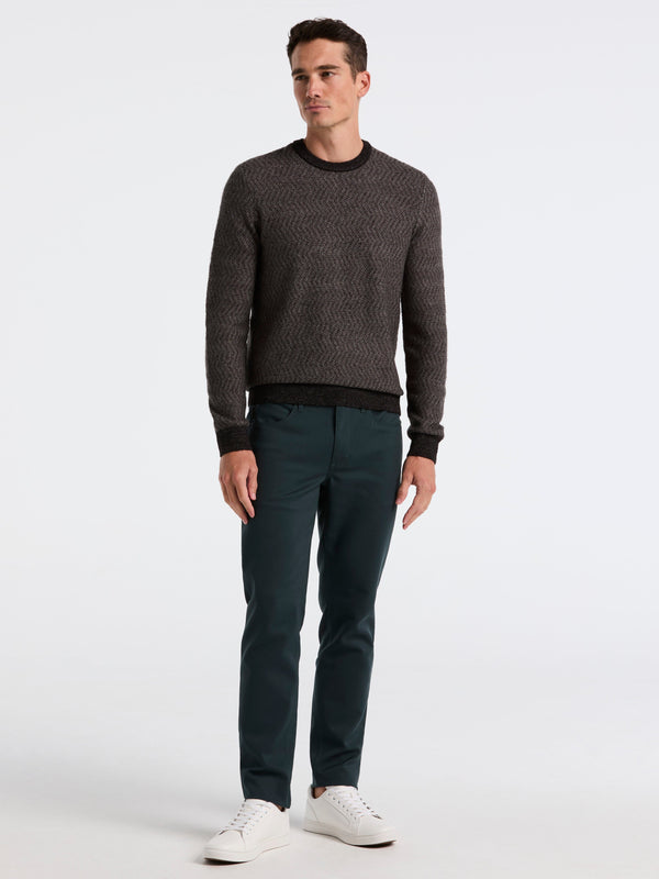 Perry Ellis Herringbone Crew Neck Sweater Black