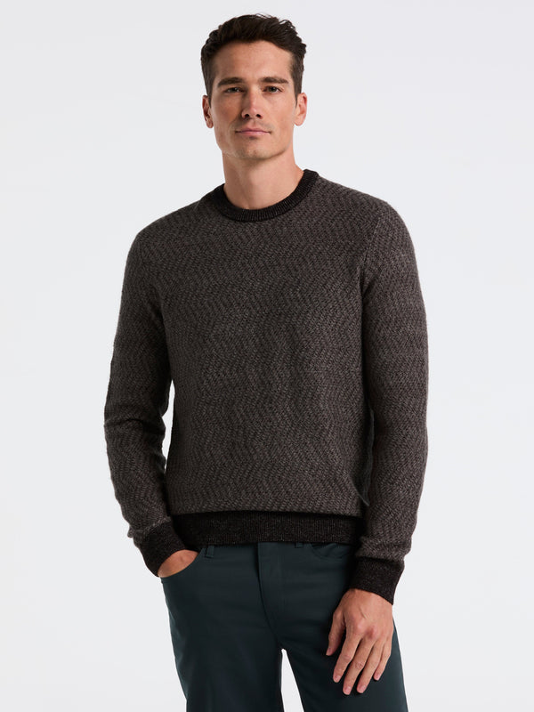 perry ellis Herringbone Crew Neck Sweater Black