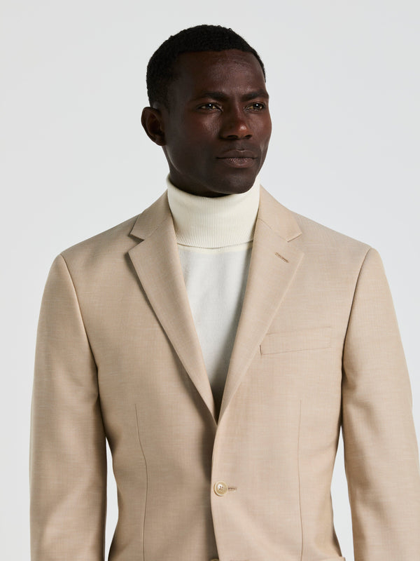 Perry Ellis Herringbone Pattern Sportcoat Beige