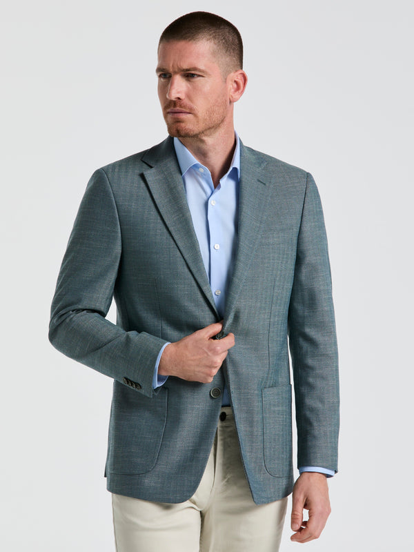 Perry Ellis Herringbone Pattern Sportcoat Green