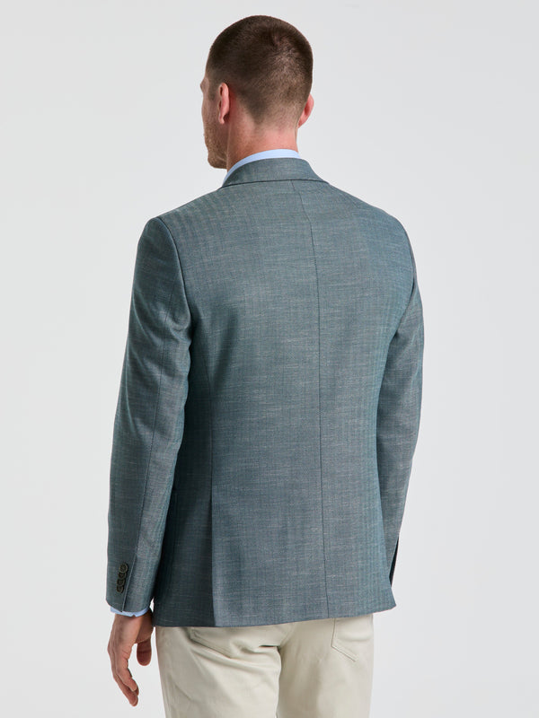 Perry Ellis Herringbone Pattern Sportcoat Green