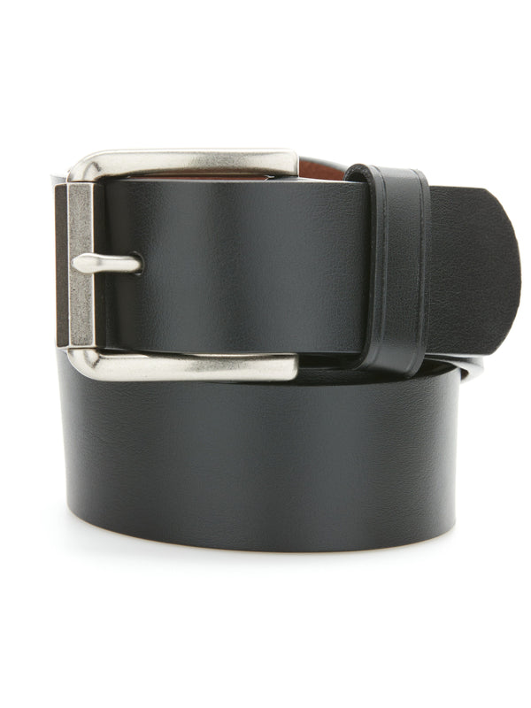 perry ellis Hex Roller Buckle Leather Belt Black
