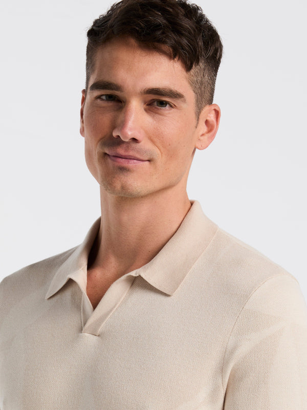 Perry Ellis Leaf Open Polo Sweater Moonstruck