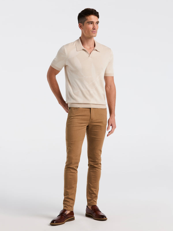 Perry Ellis Leaf Open Polo Sweater Moonstruck