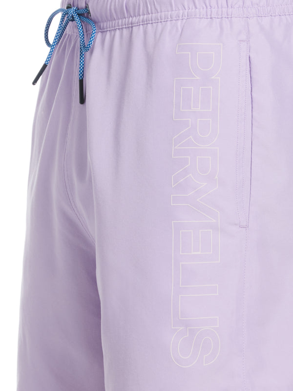 Perry Ellis Logo Print Swim Short Lilac Breeze