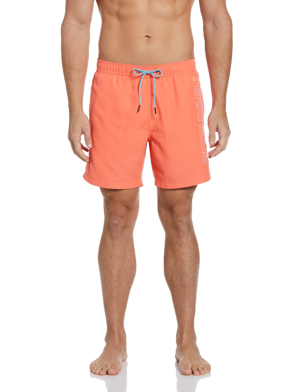 Perry Ellis Logo Print Swim Short Lilac Breeze
