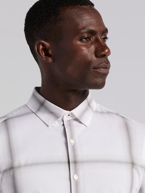 Perry Ellis Ombre Plaid Poplin Shirt Quiet Gray