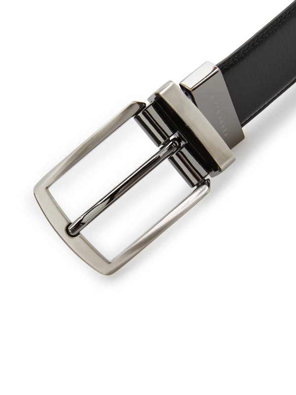 Perry Ellis Park Slope Black Leather Belt Blk20