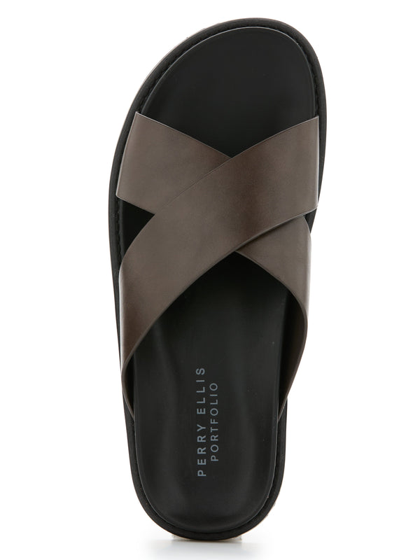 Perry Ellis Parker Slide Sandal Brown