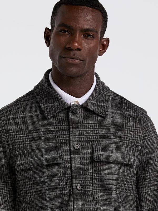 Perry Ellis Plaid Print Knit Jacket Charcoal