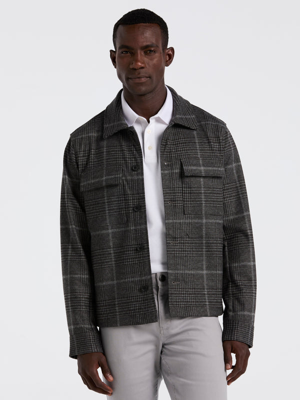 perry ellis Plaid Print Knit Jacket Charcoal