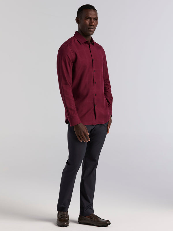 Perry Ellis Plaid Print Shirt Zinfandel