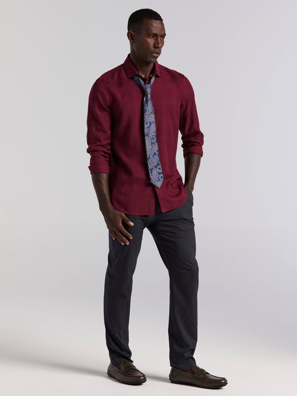 Perry Ellis Plaid Print Shirt Zinfandel