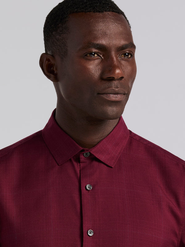 Perry Ellis Plaid Print Shirt Zinfandel