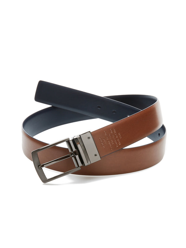 Perry Ellis Reversible Leather Belt Navy/Brown