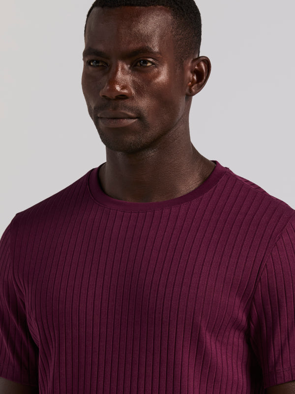 Perry Ellis Ribbed Crew Neck Tee Potent Purple