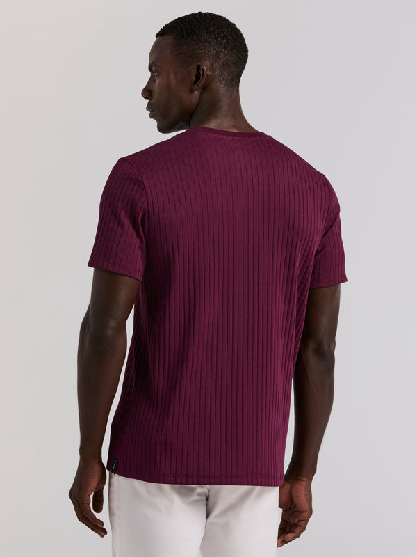 Perry Ellis Ribbed Crew Neck Tee Potent Purple