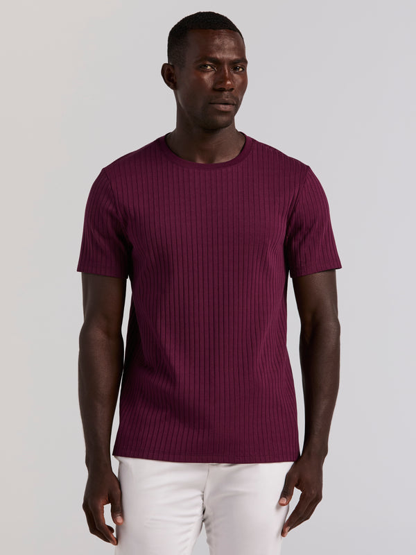 perry ellis Ribbed Crew Neck Tee Potent Purple