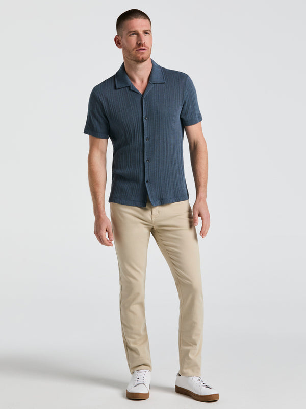 Perry Ellis Ribbed Stripe Shirt Blue Mirage