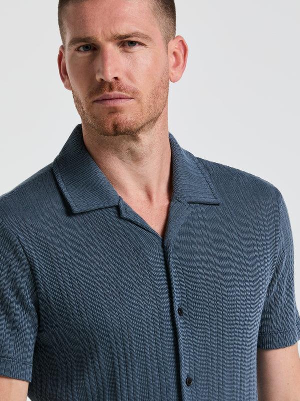 Perry Ellis Ribbed Stripe Shirt Blue Mirage