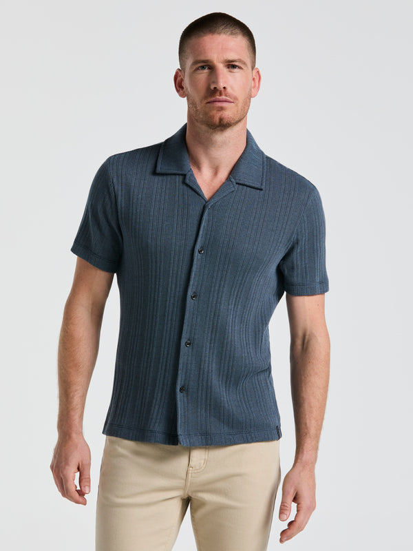 perry ellis Ribbed Stripe Shirt Blue Mirage