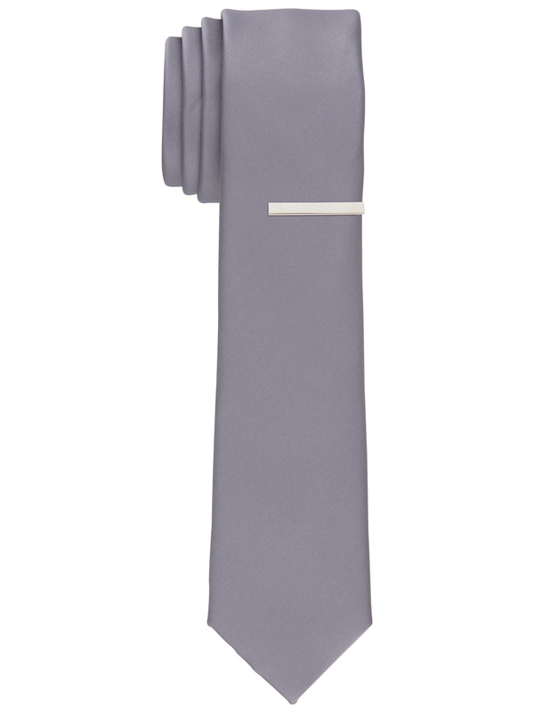 Perry Ellis Sateen Slim Tie Silver Pine